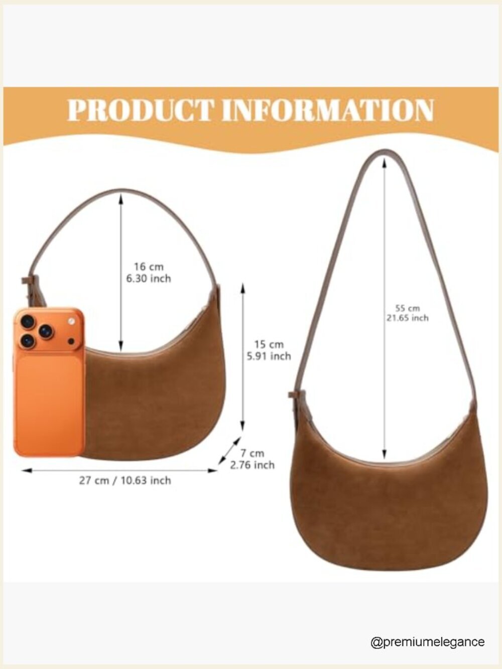 Suede Crescent Crossbody Bag Hobo Shoulder Purse Tote Handbag - Picture 4 of 7